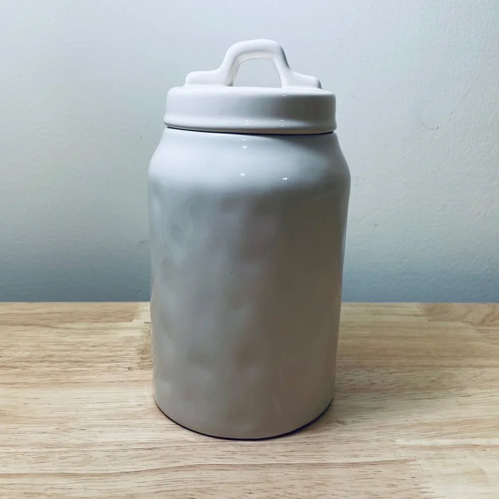 Rae Dunn Good Dog Ceramic Pet Treat Canister White Bone Stoneware Jar with Lid